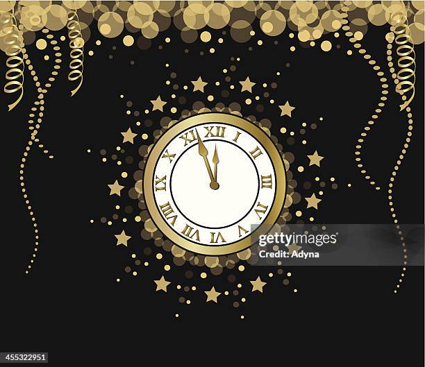 a clock on new years eve before it hits midnight - clock background pattern stock illustrations