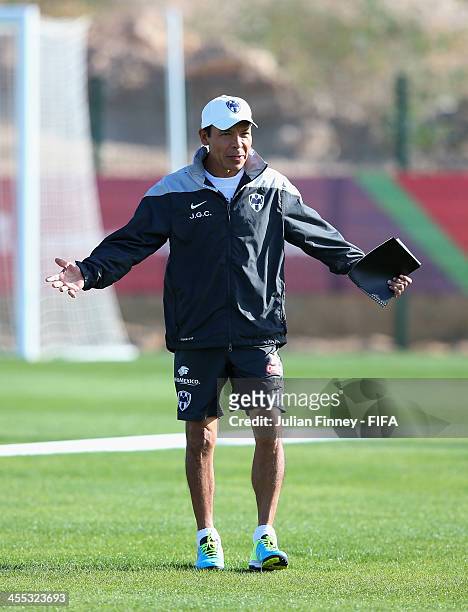 Jose Guadalupe Cruz, coach of CF Monterrey during CF Monterrey training session at Agadir Stadium on December 12, 2013 in Agadir, Morocco.