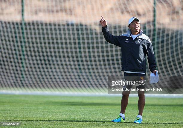 Jose Guadalupe Cruz, coach of CF Monterrey during CF Monterrey training session at Agadir Stadium on December 12, 2013 in Agadir, Morocco.