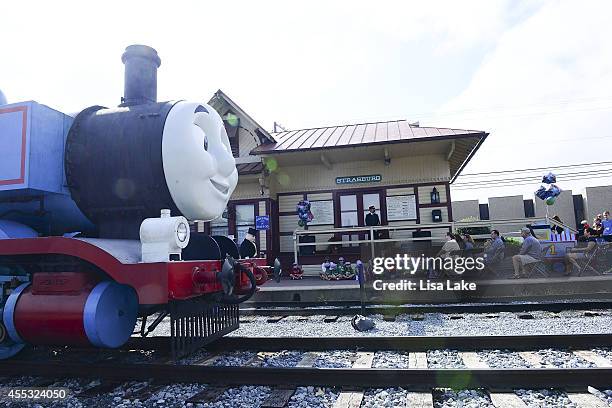 Thomas the Tank Engine arrives at Strasburg Rail Road for Thomas & Friends: A Day Out with Thomas Tour 2014 at Strasburg Rail Road Museum on...