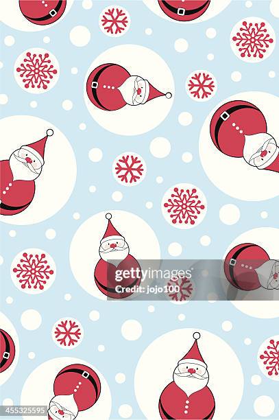 cute santa repeat pattern on a blue background - flushing stock illustrations