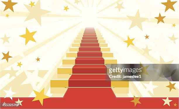 superstar entrance - red carpet stairs stock illustrations