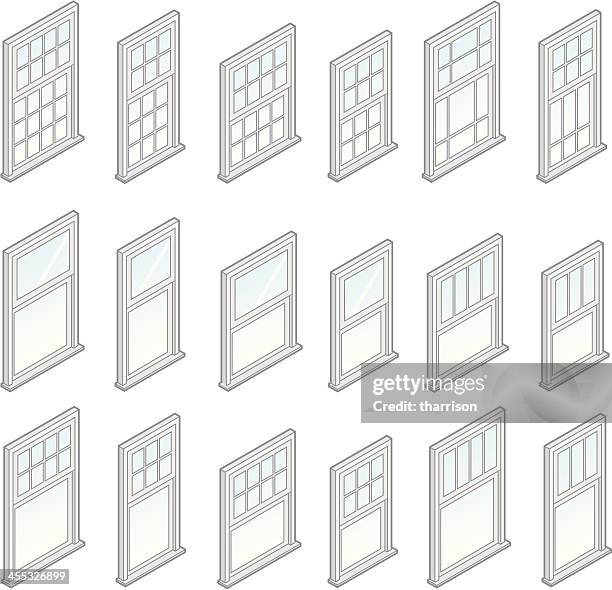 isometric fenster - fensterbank stock-grafiken, -clipart, -cartoons und -symbole