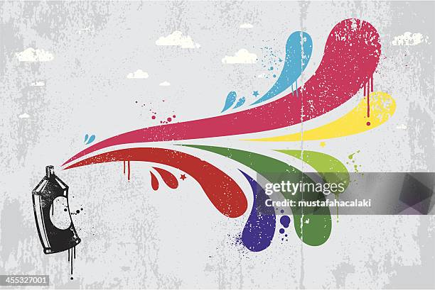 stockillustraties, clipart, cartoons en iconen met colourful spray graffiti background - graffiti