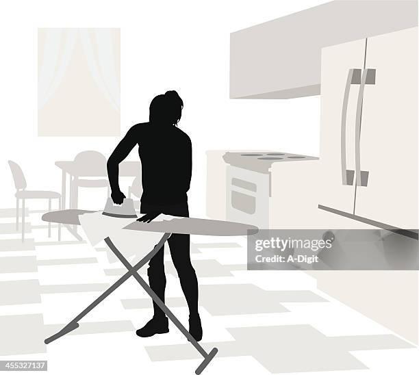 kitchen'n ironing vector silhouette - kitchen window stock illustrations