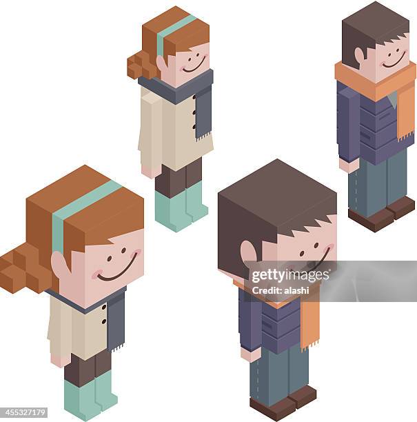 cubic couple lover - 3d daughter stock illustrations