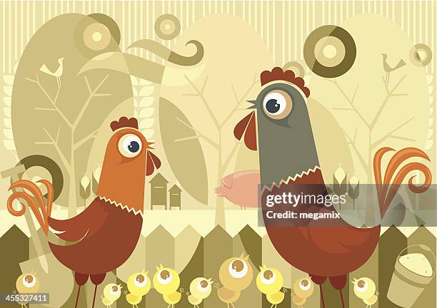 homestead. - pig and chick stock illustrations