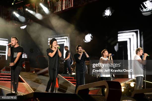 Singers Liam Payne, Harry Styles, Zayn Malik, Louis Tomlinson and Niall Horan of One Direction perform onstage during the One Direction" Where We...