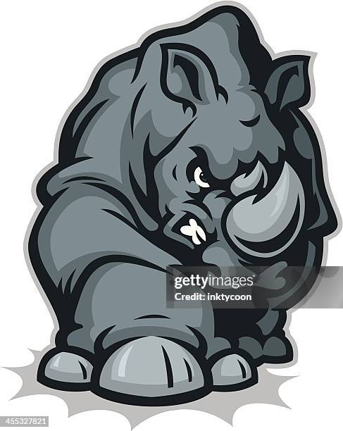 rhino mascot upgrade - rhinoceros stock illustrations