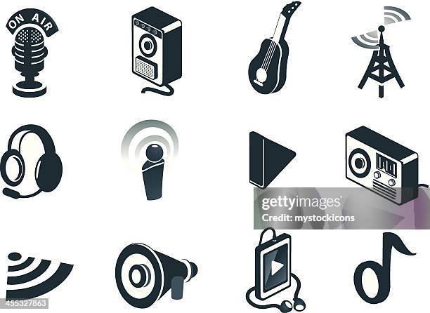 stockillustraties, clipart, cartoons en iconen met isometric sound and audio icons - guitar amp