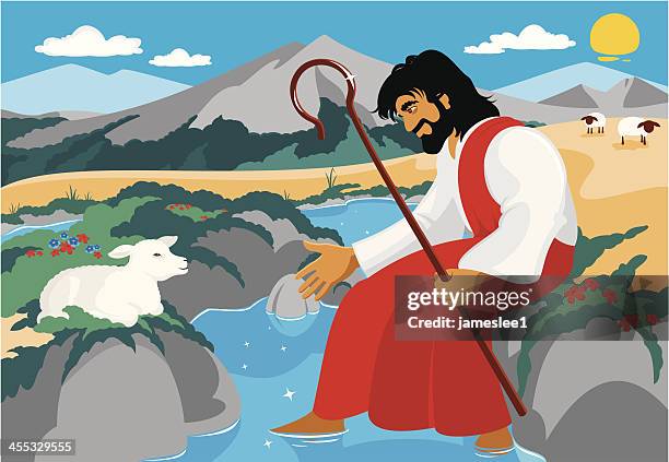 stockillustraties, clipart, cartoons en iconen met the good shepherd - shepherds staff