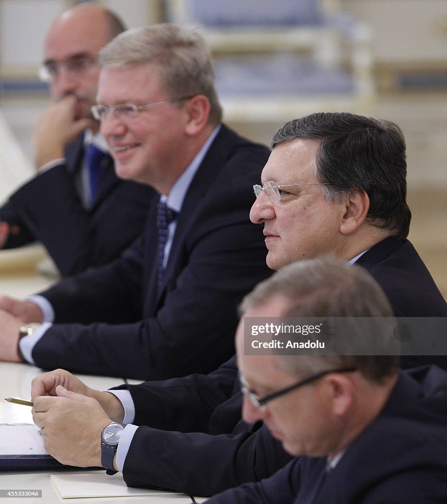 Meeting of Poroshenko, Barroso and Fule in Kiev