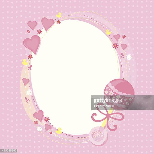 baby girl greetings - baby invitation stock illustrations