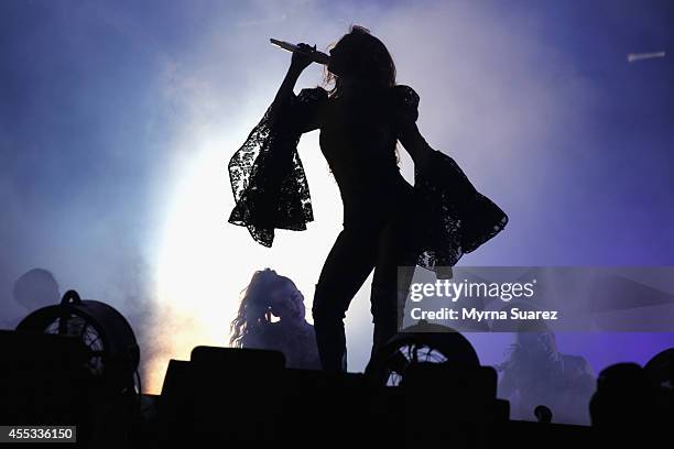 Beyonce performs during the "On The Run Tour: Beyonce And Jay-Z" at the Stade de France on September 12, 2014 in Paris, France.