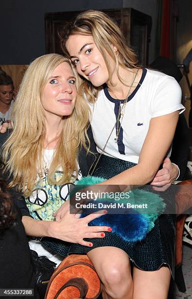 Dani Felder and Chelsea Leyland attend the Felder Felder after show party during London Fashion Week SS15 at Cafe KaiZen on September 12, 2014 in...