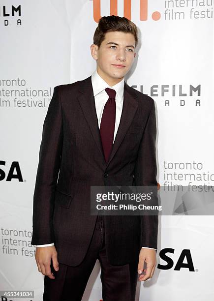 Actor Tye Sheridan attends "The Forger" premiere during the 2014 Toronto International Film Festival at Roy Thomson Hall on September 12, 2014 in...