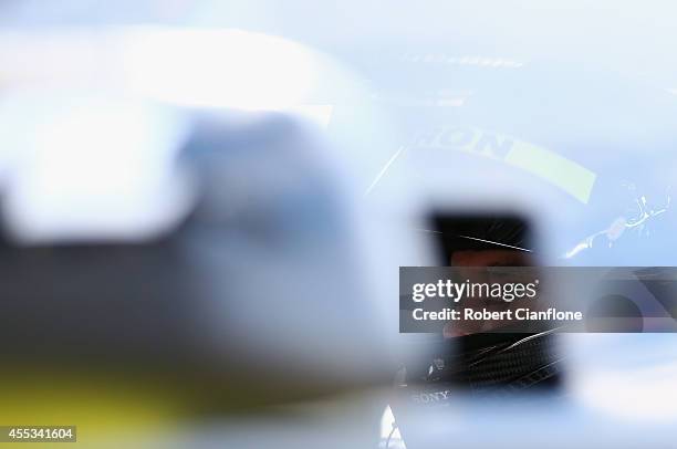 Shane van Gisbergen driver of the TEKNO VIP Petfoods Holden looks on during qualifying for the Sandown 500, which is round ten of the V8 Supercar...