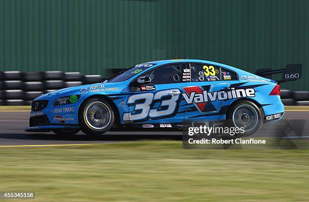 Alex Premat drives the Valvoline Racing GRM Volvo during qualifying race one for the Sandown 500, which is round ten of the V8 Supercar Championship...