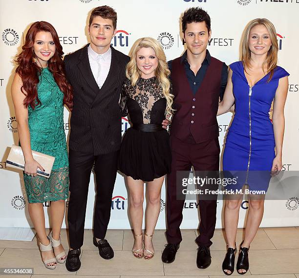 Actress Katie Stevens, actor Gregg Sulkin, actress Bailey De Young, actor Michael J. Willett, and actress Rita Volk attend The Paley Center for...