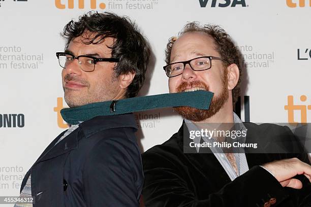 Actor/director Jemaine Clement and TIFF programmer Colin Geddes attend the "What We Do In The Shadows" premiere during the 2014 Toronto International...