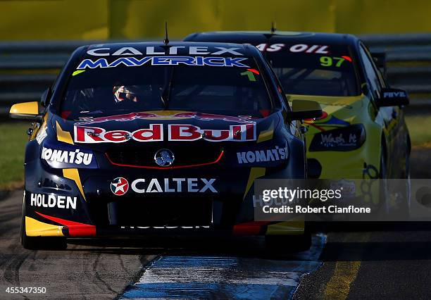 Jamie Whincup drives the Red Bull Racing Australia Holden during qualifying for the Sandown 500, which is round ten of the V8 Supercar Championship...