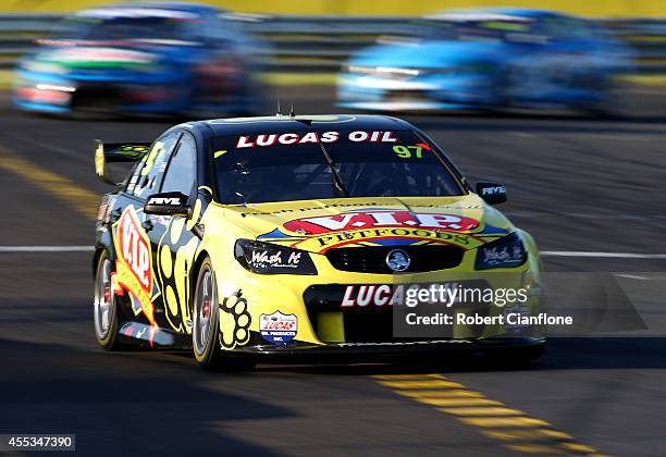 Shane van Gisbergen drives the TEKNO VIP Petfoods Holden during qualifying for the Sandown 500, which is round ten of the V8 Supercar Championship...