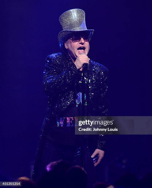 Andy Bell of Erasure performs during the Violet Flame 2014 World Tour at Fillmore Miami Beach on September 12, 2014 in Miami Beach, Florida.