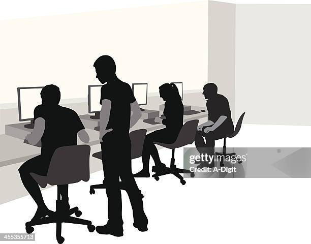 desktops vector silhouette - computer training stock illustrations