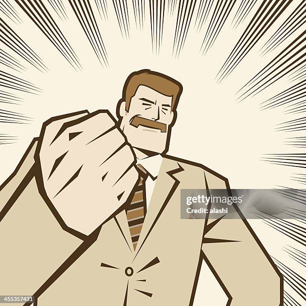man with fist raised - dad in charge stock illustrations