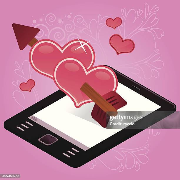 valentine ebook reader - virtual exercise stock illustrations