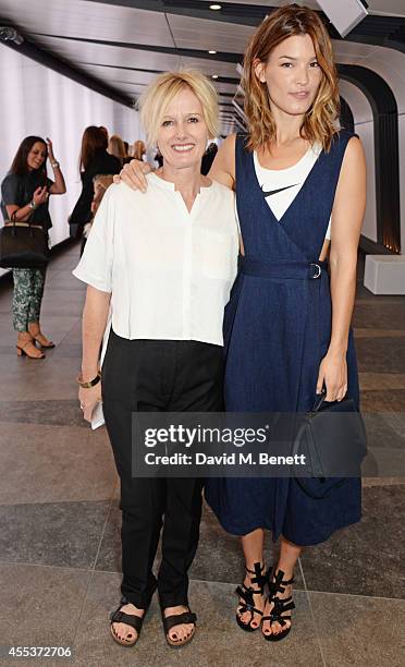 Whistles CEO Jane Shepherdson and Hanneli Mustaparta attend the Whistles SS 2015 presentation during London Fashion Week at Kings Cross Tunnel on...