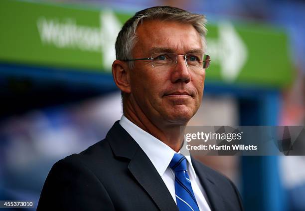 Nigel Adkins manager of Reading prior to the Sky Bet Championship match between Reading and Fulham at Madejski Stadium on September 13, 2014 in...