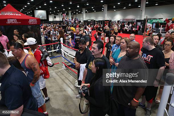 Attendees are seen on the showroom floor during the Box Fan Expo at the Las Vegas Convention Center on September 13, 2014 in Las Vegas, Nevada.