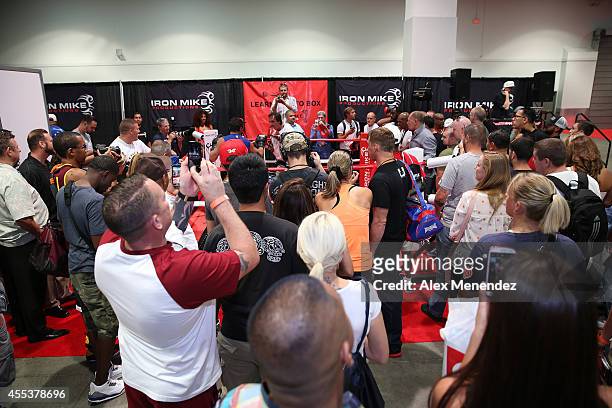 Fans are seen on the show floor during the Box Fan Expo at the Las Vegas Convention Center on September 13, 2014 in Las Vegas, Nevada.