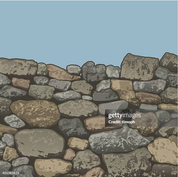 stockillustraties, clipart, cartoons en iconen met stone wall top - stenen muur