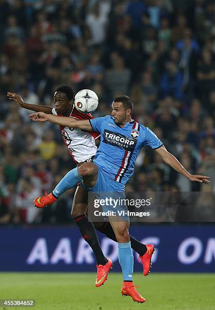 , Terence Kongolo of Feyenoord, Ben Sahar of Willem II during the Dutch Eredivisie match between Feyenoord and Willem II Tilburg at the Kuip on...