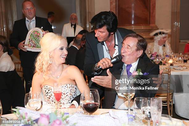 Chris Kayw performs at the wedding of Richard Lugner and Cathy Schmitz at Liechtenstein Palace on September 13, 2014 in Vienna, Austria.