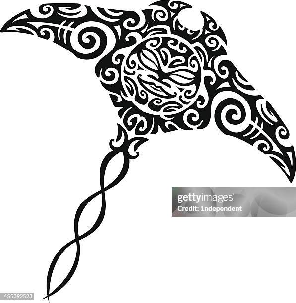 manta - sea creature tattoos stock illustrations