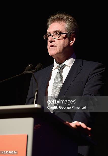Director and CEO Piers Handling speaks at the "A Little Chaos" premiere introduction during the 2014 Toronto International Film Festival at Roy...