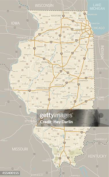 illinois map - illinois stock illustrations