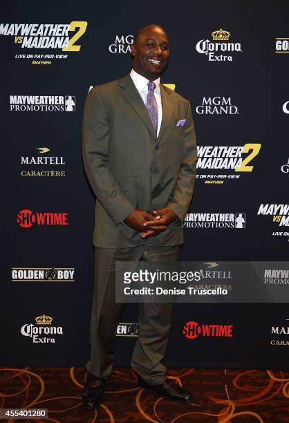Lennox Lewis arrives at Showtime's VIP Pre-Fight party for "MAYHEM: MAYWEATHER VS. MAIDANA 2" at MGM Grand Garden Arena on September 13, 2014 in Las...