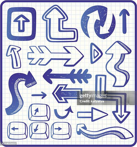 arrows doodle set - workbook icon vector stock illustrations
