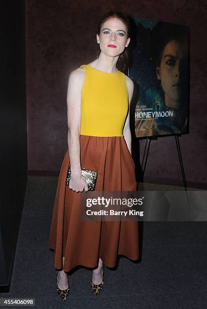 Actress Rose Leslie attends the Los Angeles premiere of 'Honeymoon' at the Landmark Theater on August 26, 2014 in Los Angeles, California.