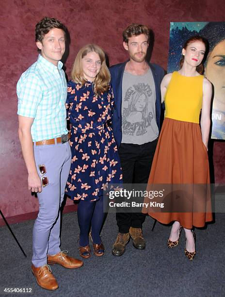 Writer Phil Graziadei, director Leigh Janiak, actor Harry Treadaway and actress Rose Leslie attend the Los Angeles premiere of 'Honeymoon' at the...