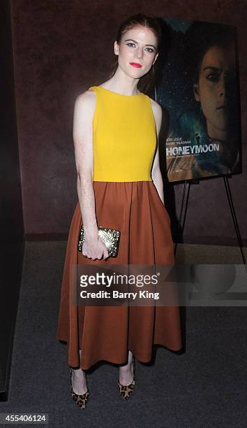 Actress Rose Leslie attends the Los Angeles premiere of 'Honeymoon' at the Landmark Theater on August 26, 2014 in Los Angeles, California.