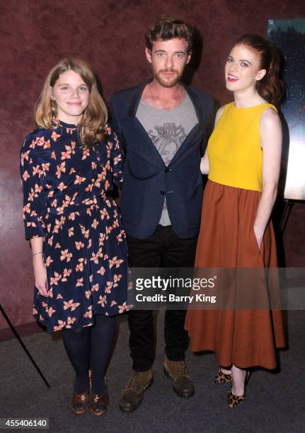 Director Leigh Janiak, actor Harry Treadaway and actress Rose Leslie attend the Los Angeles premiere of 'Honeymoon' at the Landmark Theater on August...