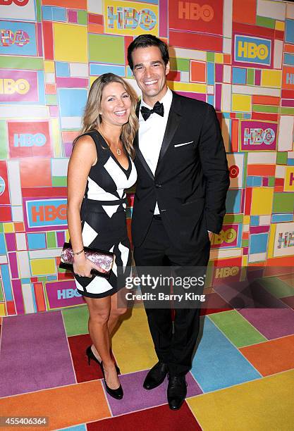 Personality Rob Marciano and wife Eryn Marciano attend HBO's 2014 Emmy after party at The Plaza at the Pacific Design Center on August 25, 2014 in...