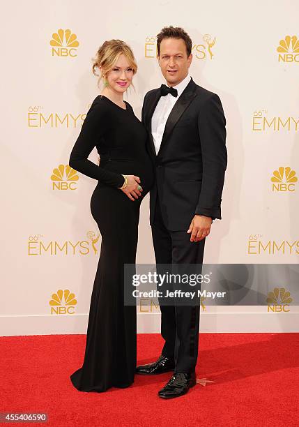 Actor Josh Charles and Sophie Flack arrive at the 66th Annual Primetime Emmy Awards at Nokia Theatre L.A. Live on August 25, 2014 in Los Angeles,...