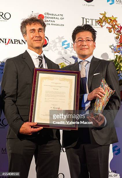 Director Doug Liman and writer Hiroshi Sakurazaka attend the 2nd Annual Japan Cool Content Contribution Awards Ceremony on September 13, 2014 in Los...