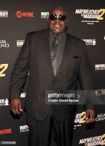 Television personality Christopher "Big Black" Boykin arrives at Showtime's VIP prefight party for "Mayhem: Mayweather vs. Maidana 2" at the MGM...